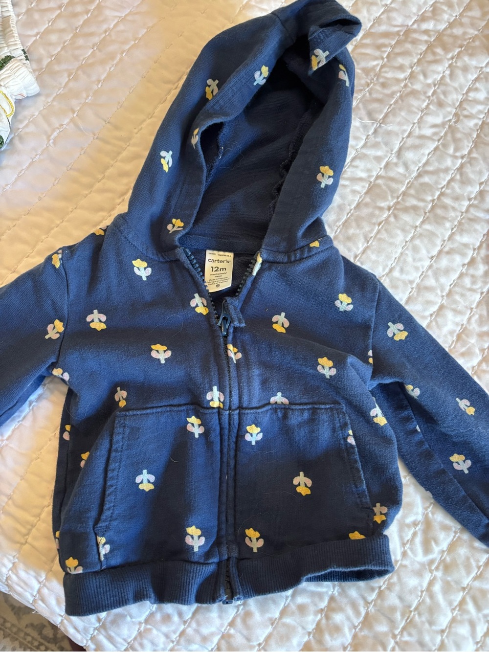 Carters 12 Mo, Blue Floral Hoodie